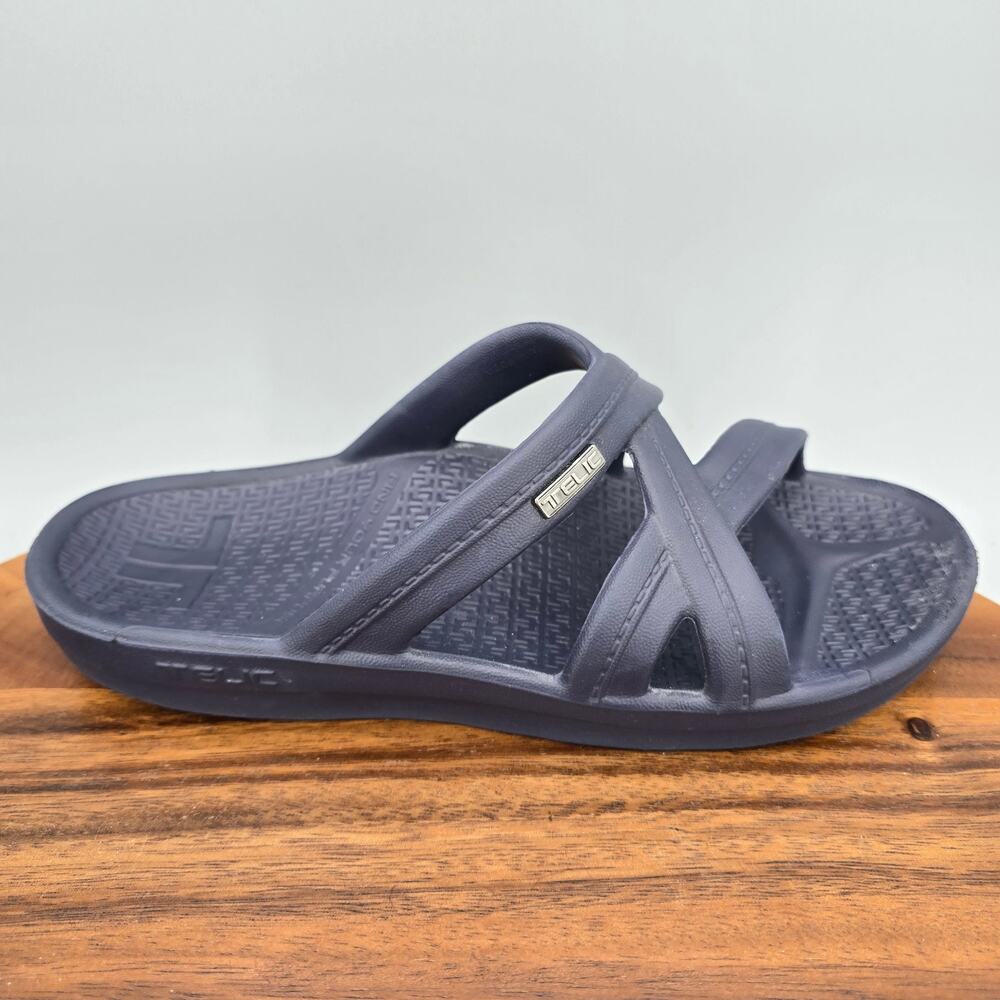 Telic Sandals Womens 7 XS Navy Blue Slip On Comfort Recovery Slide Flip Flops